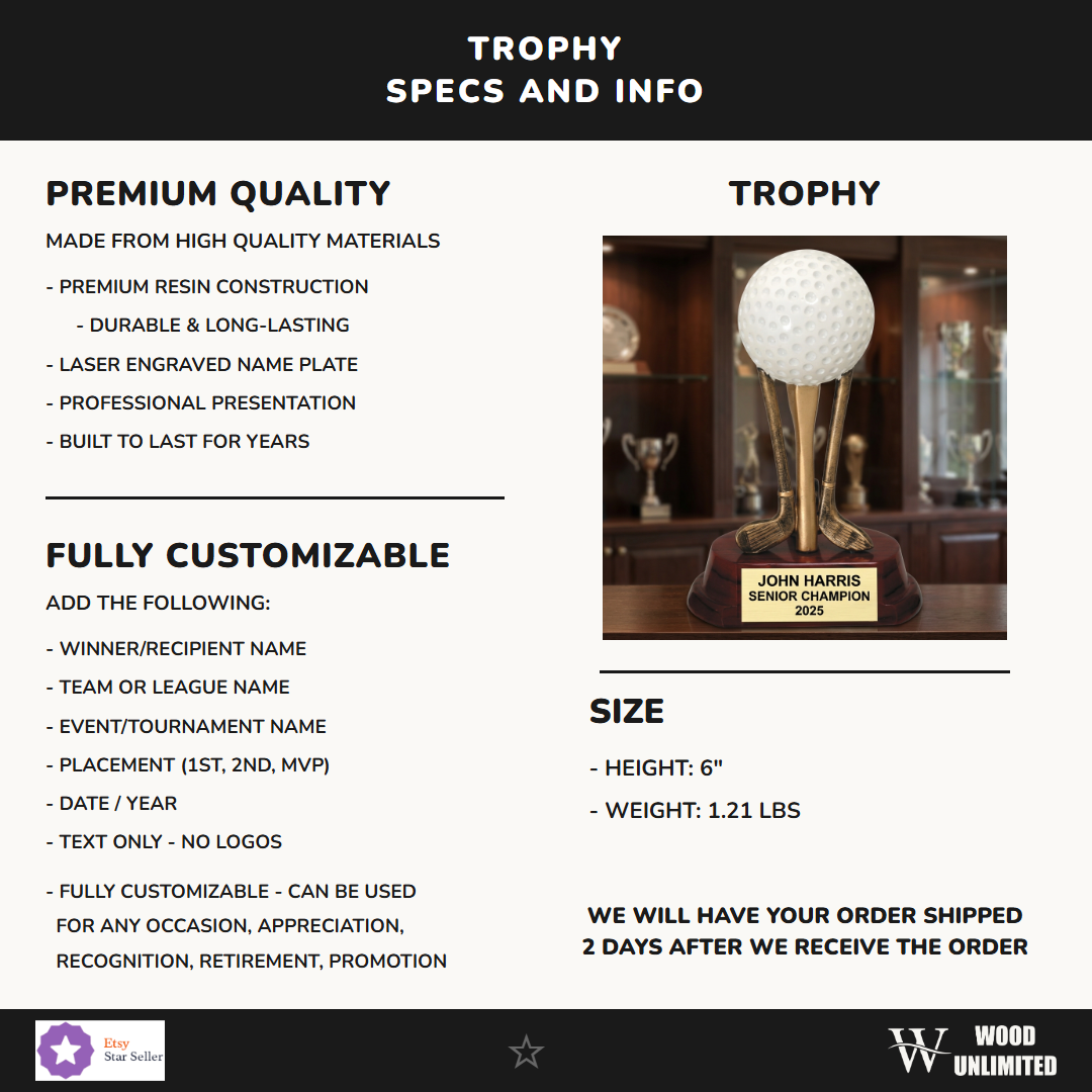Golf Resin Figure Trophy 6"