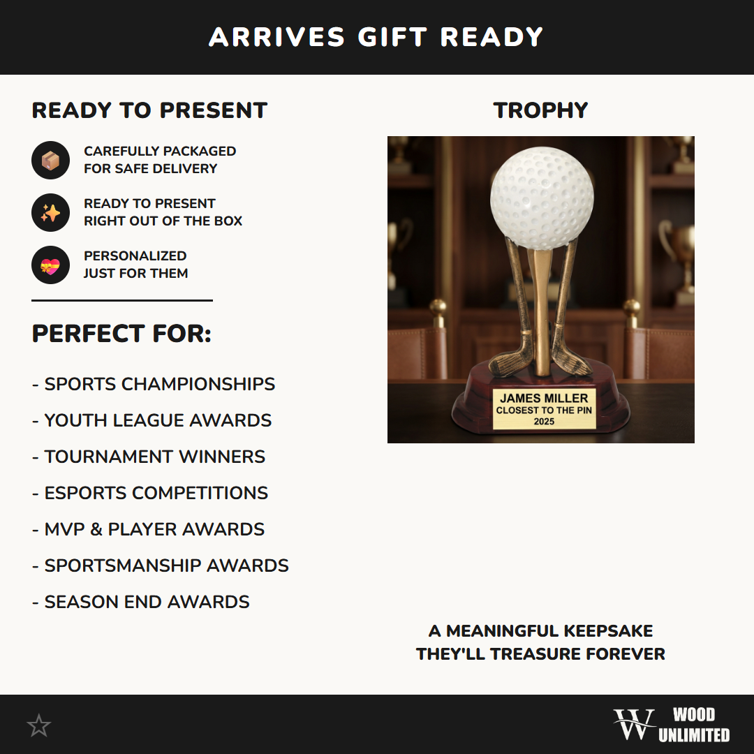 Golf Award Trophy | Personalized | Custom Engraved | Golf Ball On Clubs | Champion | Tournament | Gift