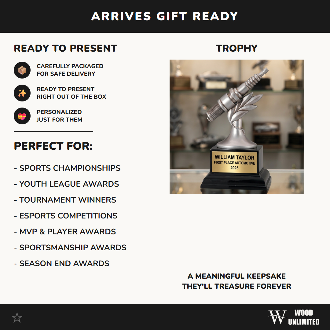 Personalized | Automotive Award | Custom Engraved | Spark Plug Trophy | Racing Trophy | Mechanic Gift | Engraved Award | Custom Trophy
