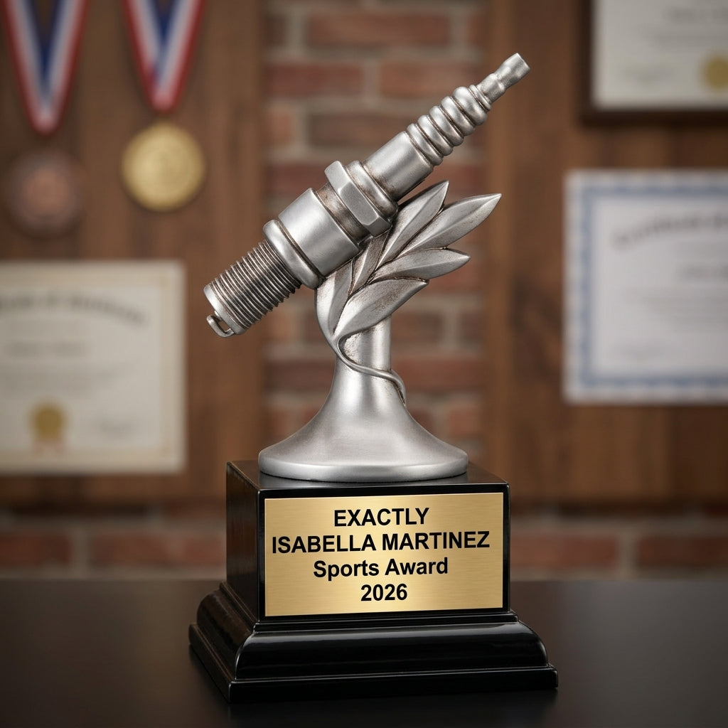 Personalized | Motorsports Award | Custom Engraved | Motorsports Trophy | Racing Award | Spark Plug | Automotive Gift | Mechanic Award - View 3