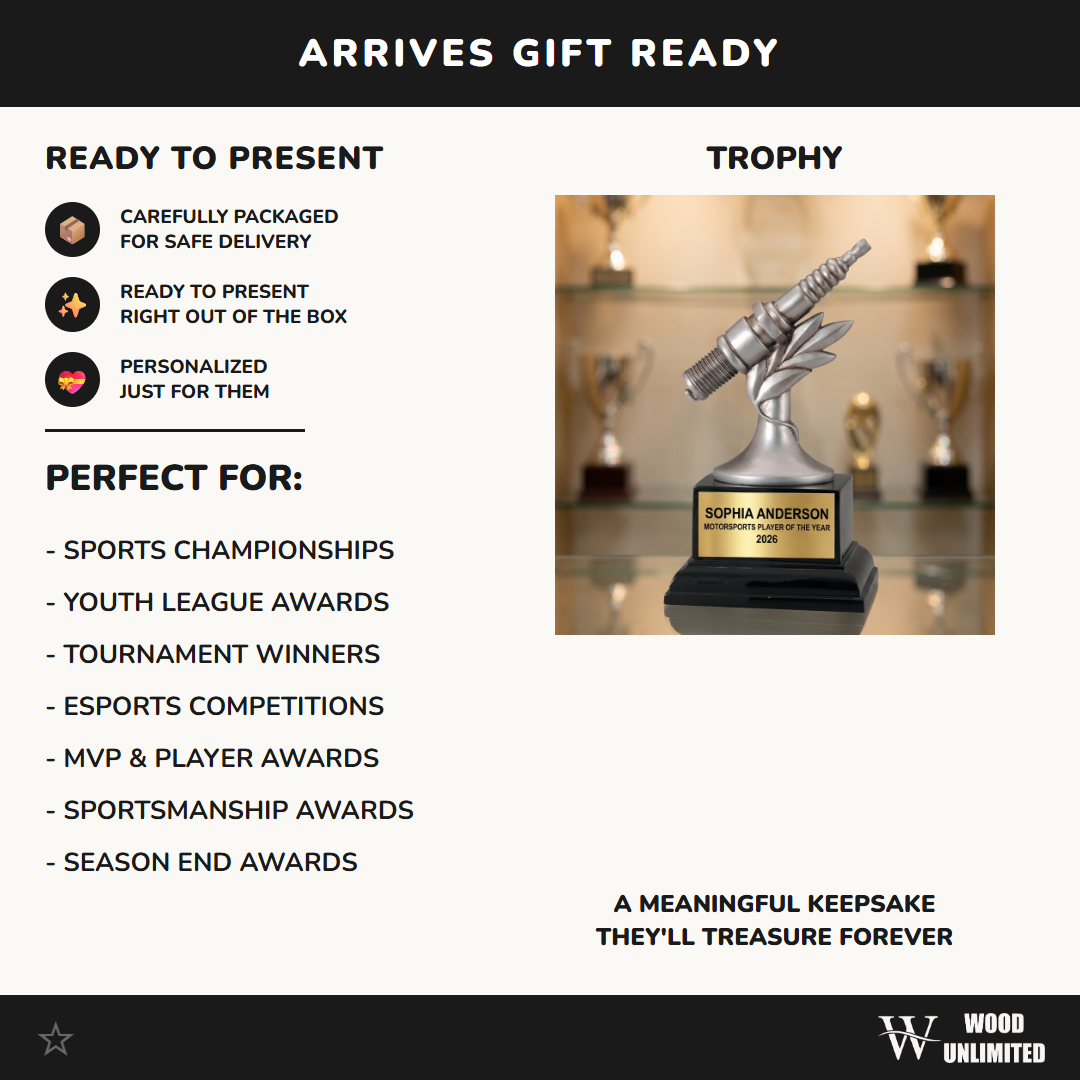 Personalized | Motorsports Award | Custom Engraved | Motorsports Trophy | Racing Award | Spark Plug | Automotive Gift | Mechanic Award