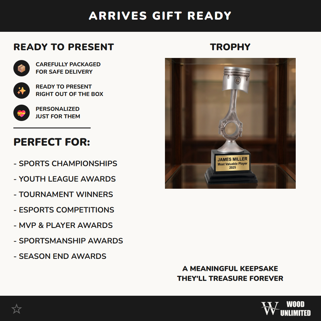 Personalized Automotive Piston Trophy, Custom Engraved Racing Award, Mechanic & Car Show Gift