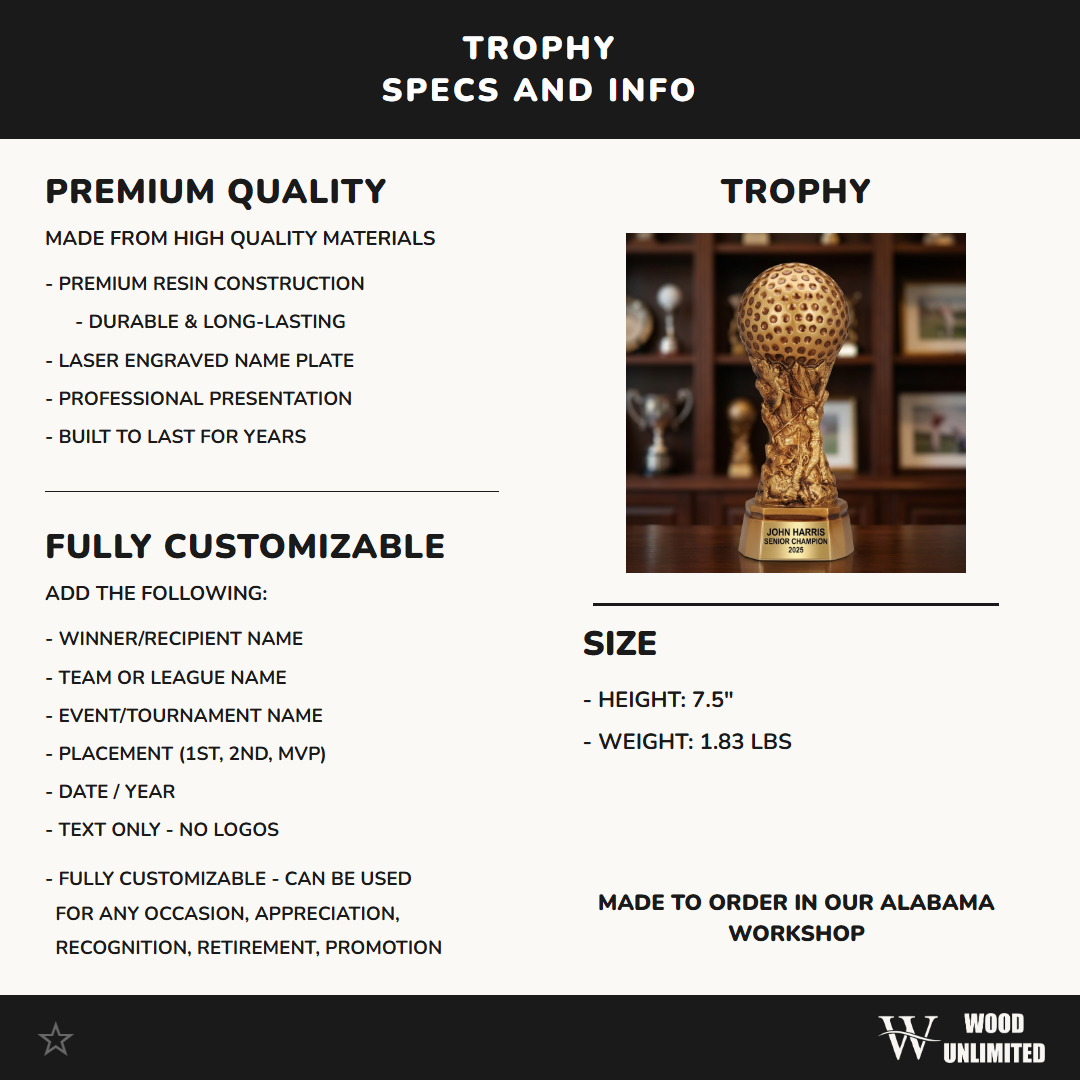 Personalized | Golf Award | Custom Engraved | Golf Trophy | Custom Award | Engraved Golf | Tournament Prize | Personalized Gift