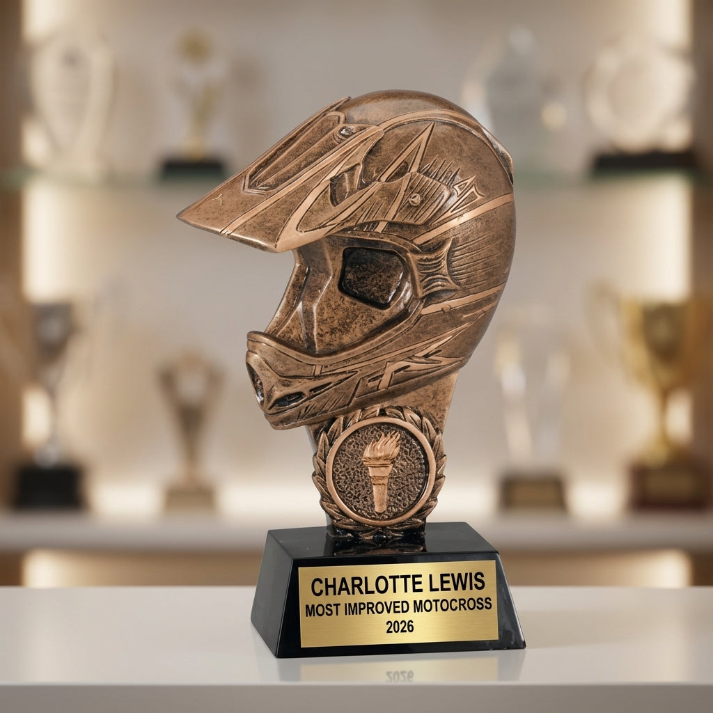 How to order a personalized motocross trophy in 3 easy steps with custom name, team, and year engraving