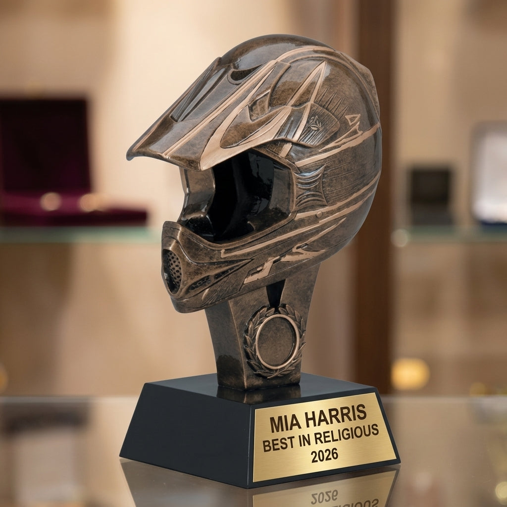Personalized | Motocross Award | Custom Engraved | Motocross Trophy | Dirt Bike Award | Engraved Helmet | Custom Racing - View 1