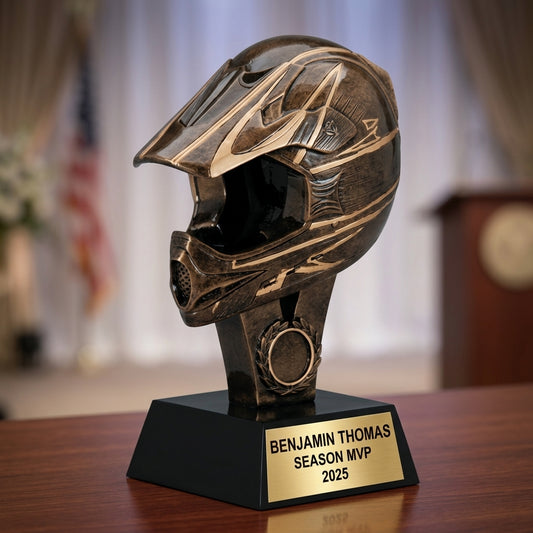 Personalized | Motocross Award | Custom Engraved | Motocross Trophy | Dirt Bike Award | Engraved Helmet | Custom Racing - View 2