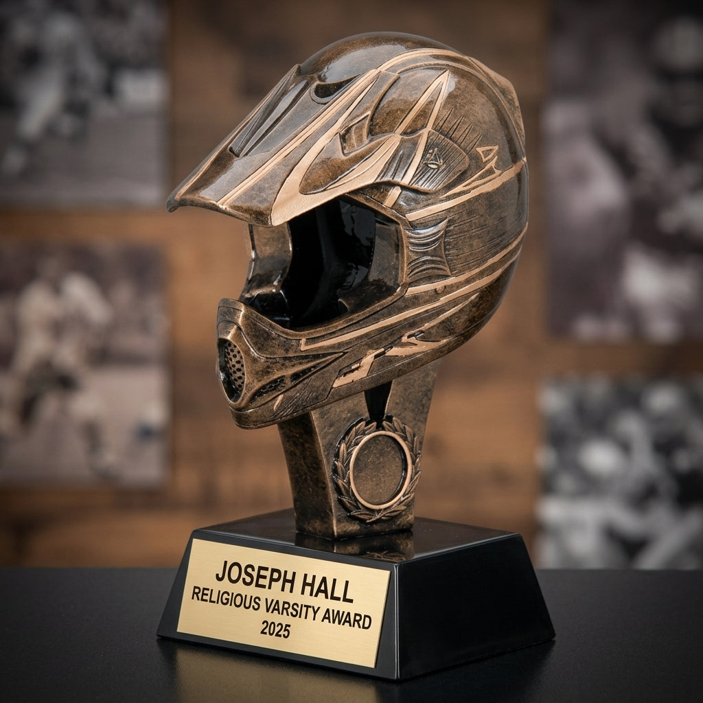 Personalized | Motocross Award | Custom Engraved | Motocross Trophy | Dirt Bike Award | Engraved Helmet | Custom Racing - View 3