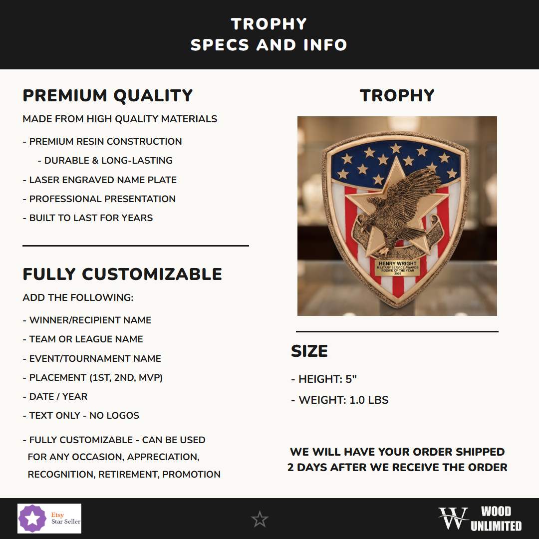 Personalized Personalized | Military Service Awards Award | Custom Engraved | Military Award  Specifications - dimensions, materials, features
