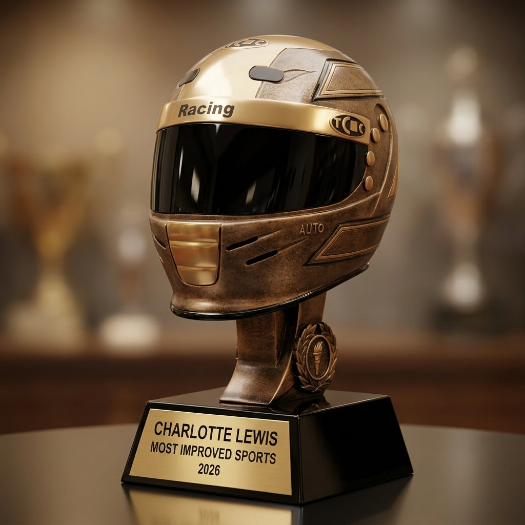 Personalized | Racing Award | Custom Engraved | Racing Helmet | Trophy Award | Auto Racing | Motorsports | Driver Gift | Championship - View 1