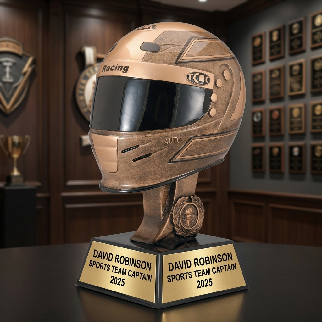 Personalized | Racing Award | Custom Engraved | Racing Helmet | Trophy Award | Auto Racing | Motorsports | Driver Gift | Championship - View 3
