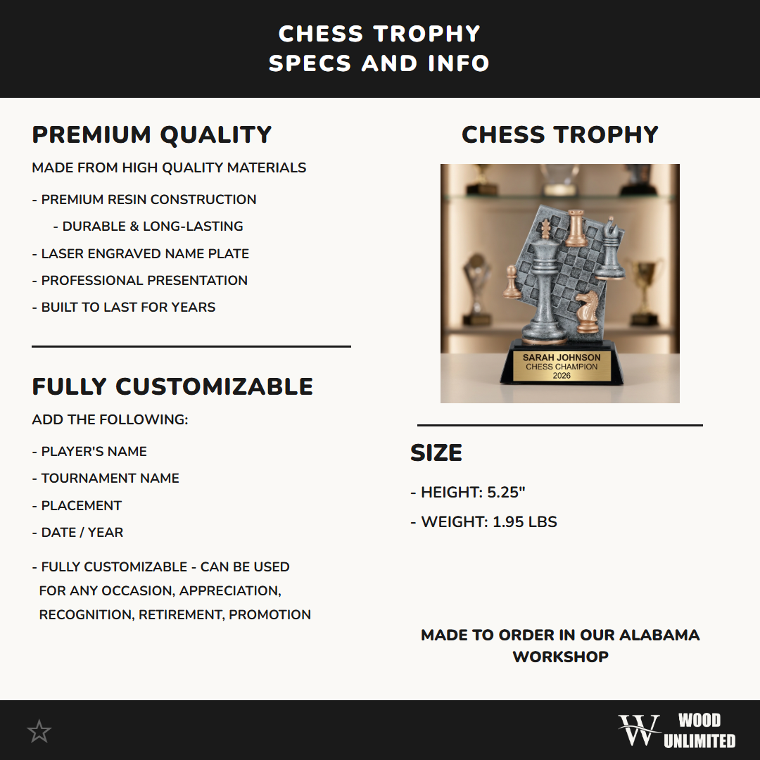 Personalized | Chess Award | Custom Engraved | Chess Trophy | Personalized Chess | Engraved Award | Tournament Trophy | Chess Club