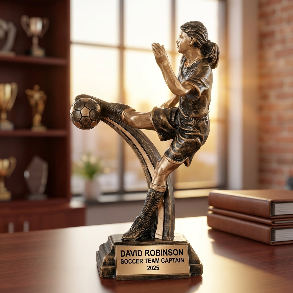 Soccer Award Trophy | Personalized | Custom Engraved | Female Kicker | Soccer Gift | MVP | Team Award - View 5