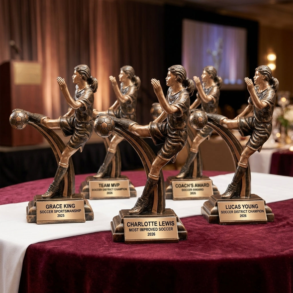 Soccer Award Trophy | Personalized | Custom Engraved | Female Kicker | Soccer Gift | MVP | Team Award - View 6