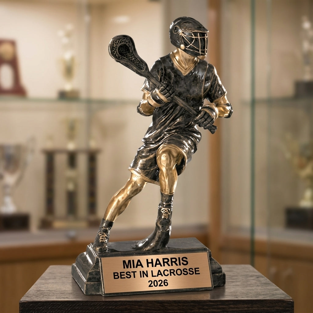 Lacrosse Trophy Award | Personalized Lacrosse Gift | Custom Engraved Plaque | Lacrosse Awards | Team Banquet | Lacrosse Player Gift - View 1
