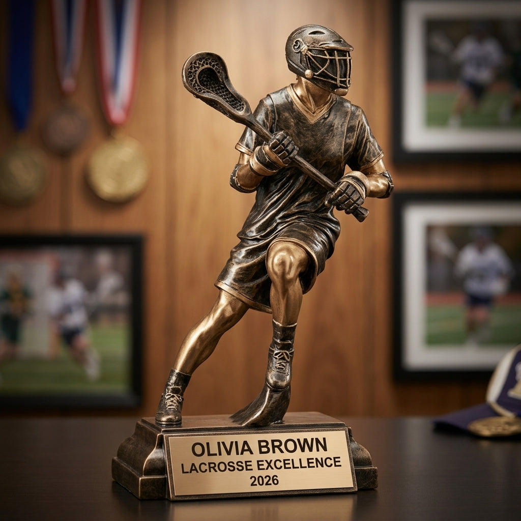 Lacrosse Trophy Award | Personalized Lacrosse Gift | Custom Engraved Plaque | Lacrosse Awards | Team Banquet | Lacrosse Player Gift - View 3