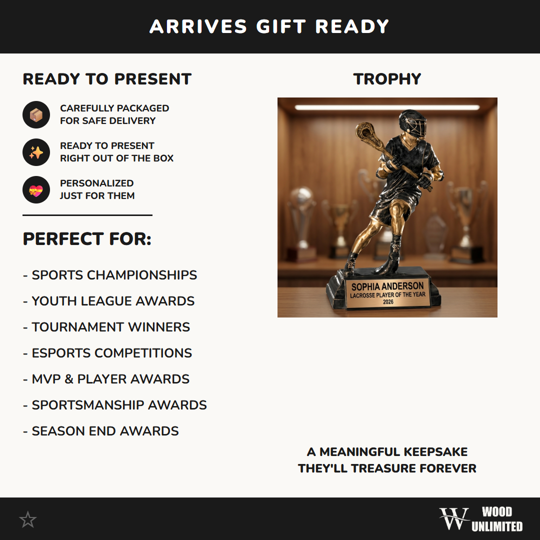 Lacrosse Trophy Award | Personalized Lacrosse Gift | Custom Engraved Plaque | Lacrosse Awards | Team Banquet | Lacrosse Player Gift