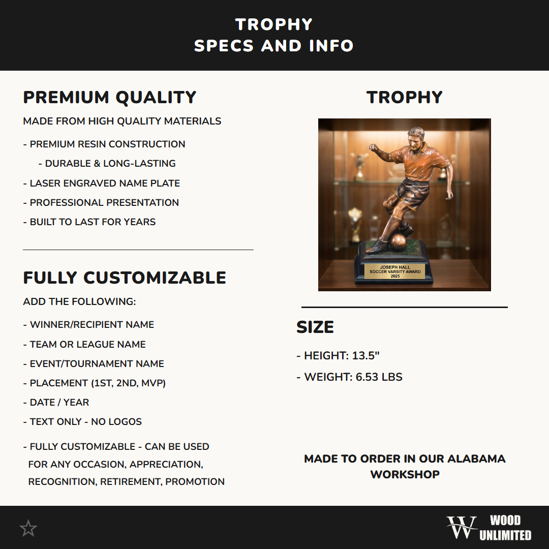Personalized | Soccer Award | Custom Engraved | Soccer Trophy | Engraved Award | Custom Soccer | Player Gift | Team Award | Youth Soccer