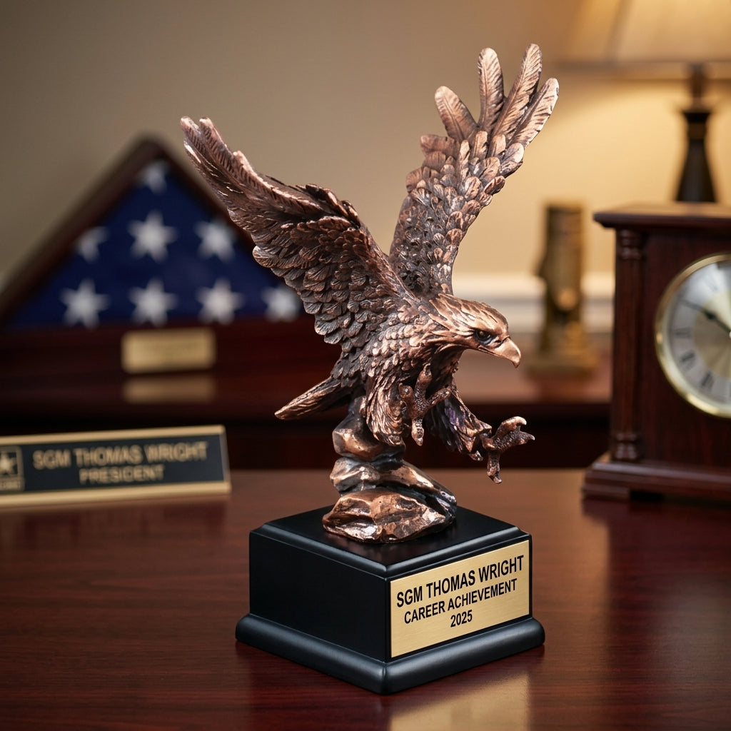 Military Award Trophy | Personalized | Custom Engraved | Retirement Gift | Promotion | Service Recognition - View 1