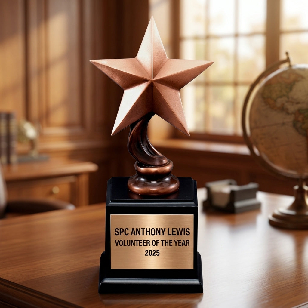 Military Trophy Award | Personalized | Custom Engraved | Retirement Gift | Promotion | Service Recognition | Veterans Day - View 5