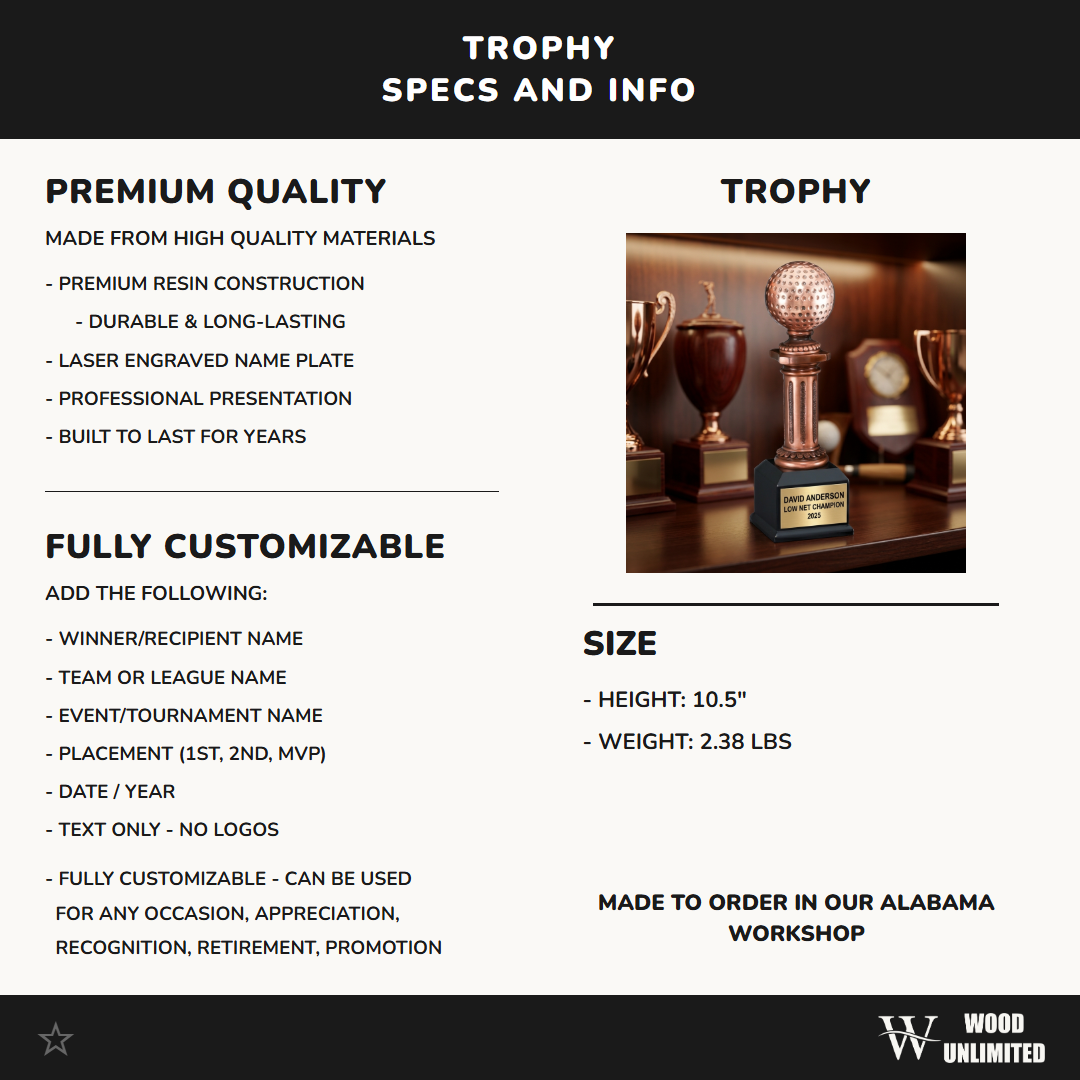Personalized | Golf Award | Custom Engraved | Golf Trophy | Personalized Golf Award | Engraved Golf | Custom Golf Ball