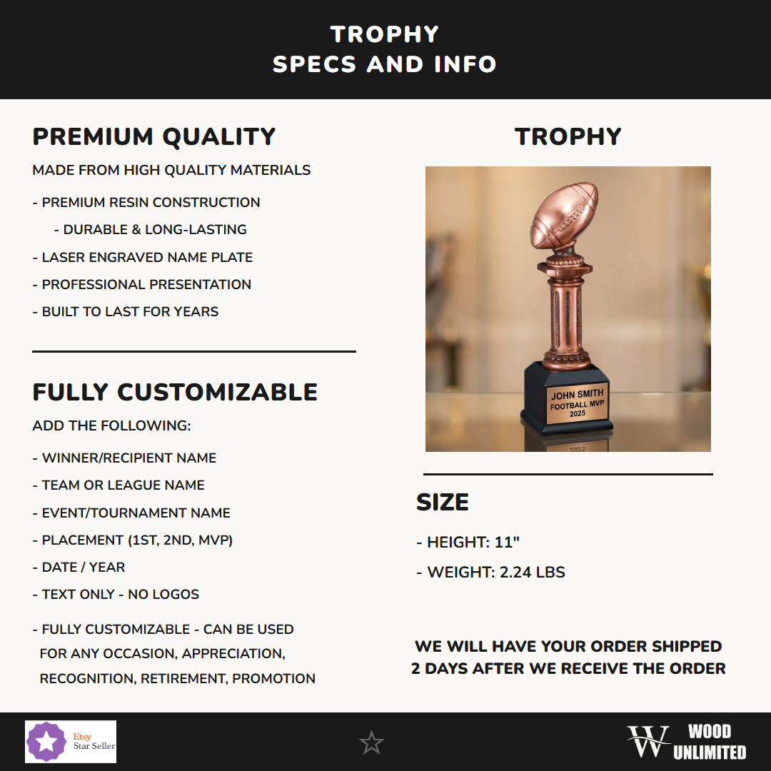 Football Victory Resin Trophy 11"