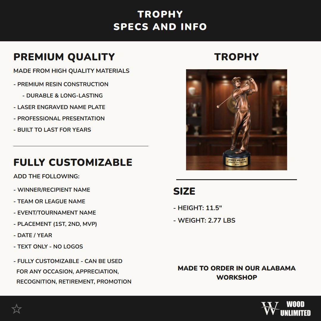 Personalized | Golf Award | Custom Engraved | Golf Trophy | Personalized Golf | Custom Award | Engraved Golfer | Tournament Prize