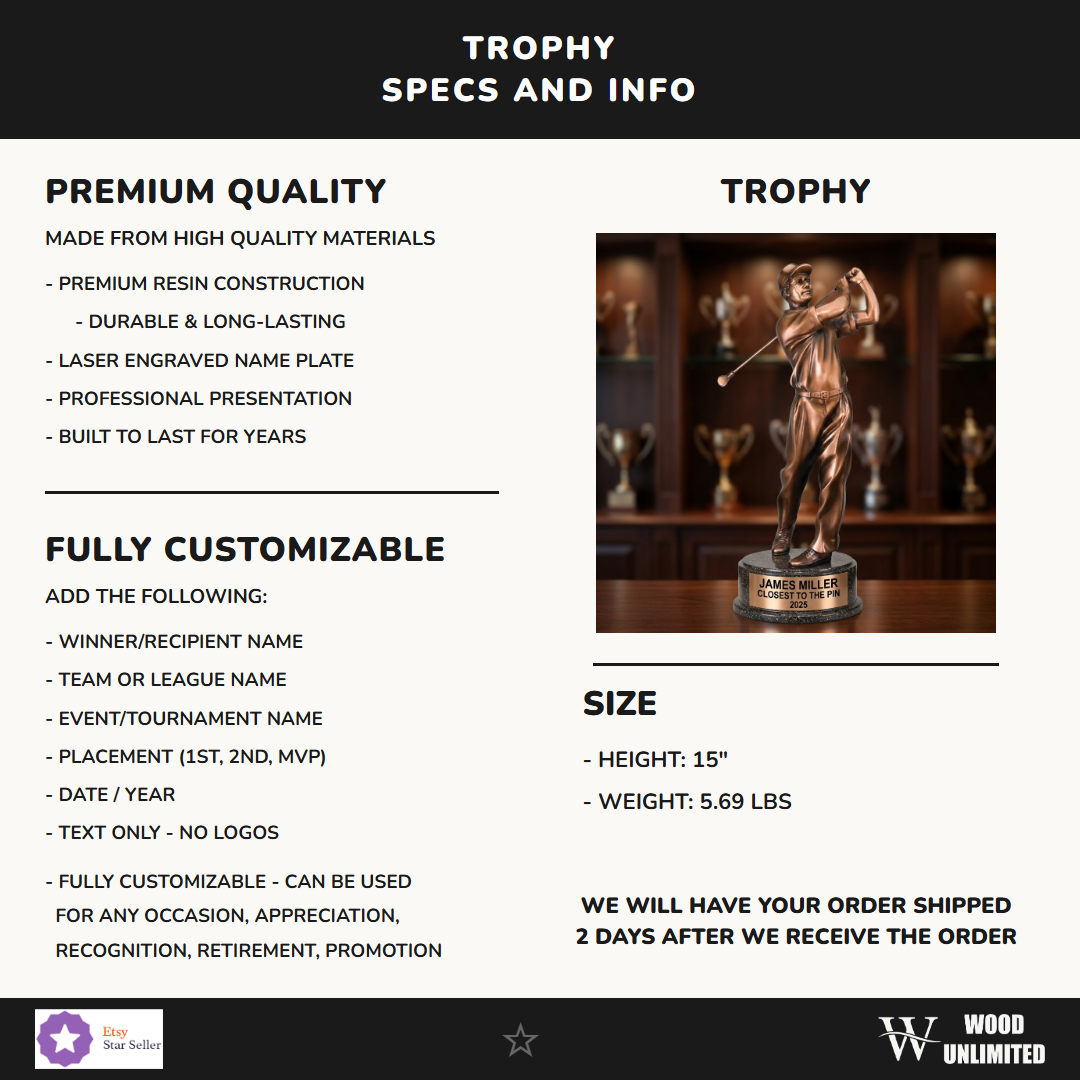 Golf Victory Resin Trophy 15"