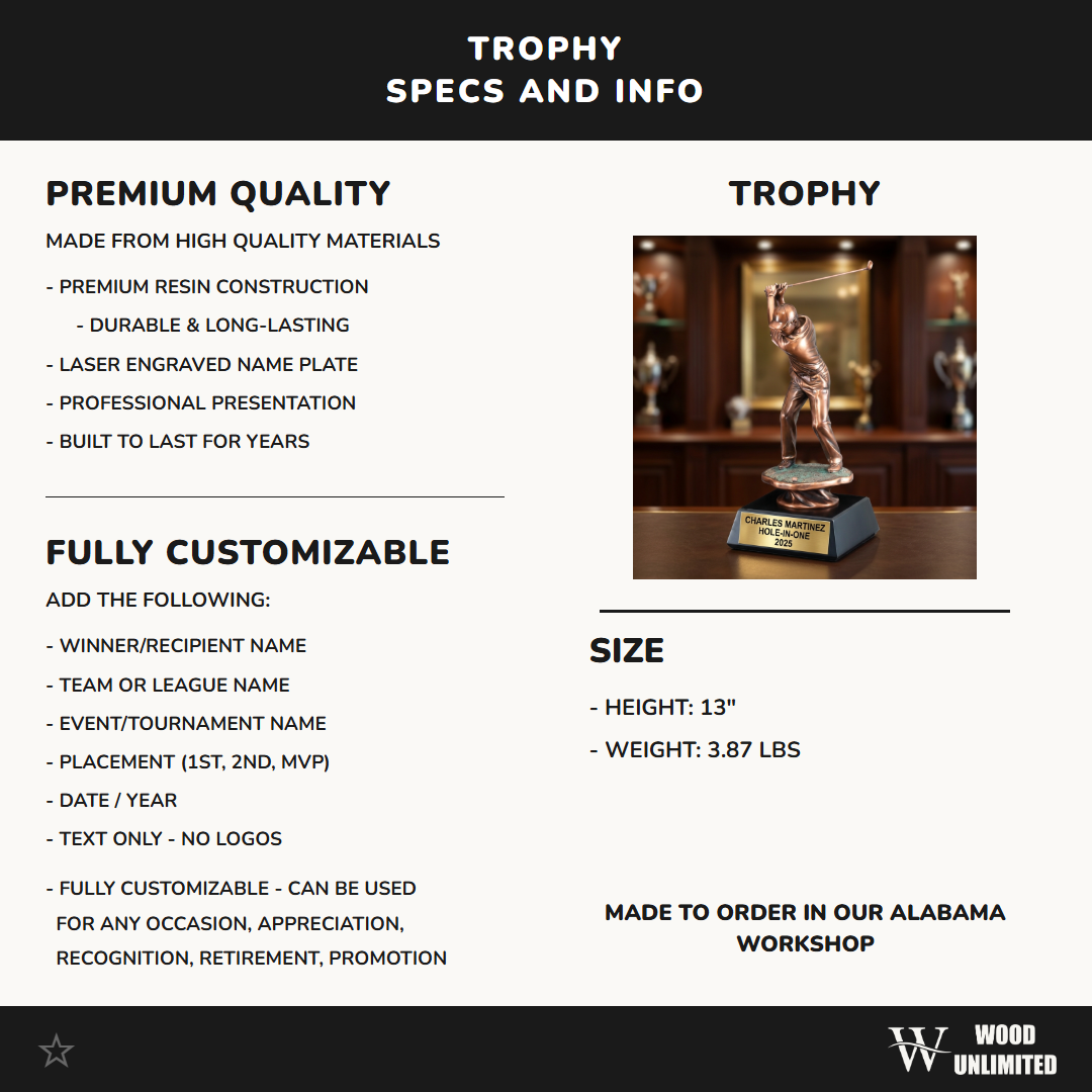 Personalized | Golf Award | Custom Engraved | Golf Trophy | Hole-in-One Award | Personalized Golfer | Engraved Gift | Tournament Prize