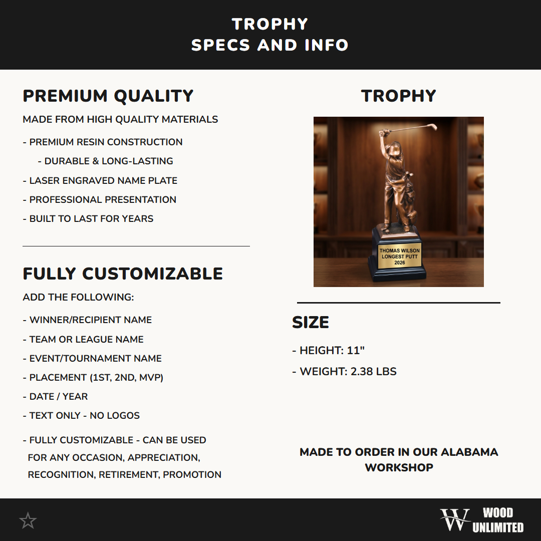 Personalized – 11" | Golf Award | Custom Engraved | Golf Trophy | Personalized Golf | Engraved Award | Custom Golf | Tournament Prize