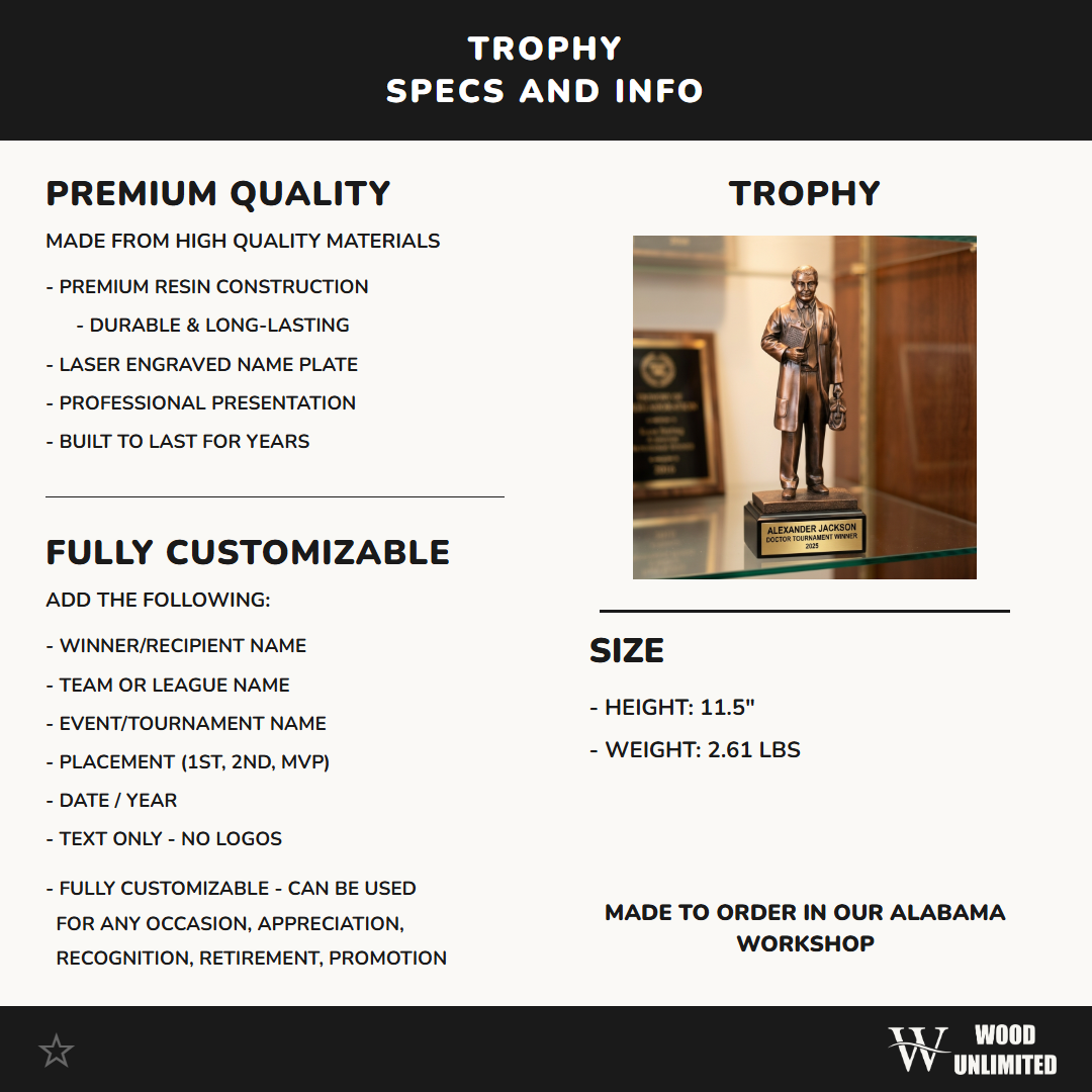 Personalized | Doctor Award | Custom Engraved | Doctor Trophy | Medical Award | Physician Gift | Healthcare Recognition | Engraved Doctor