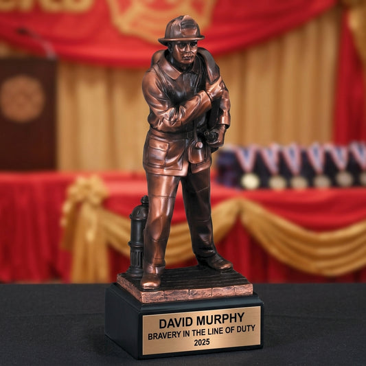 Firefighter Award Trophy | Personalized | Custom Engraved | Firefighter Gift | Fire Dept Recognition | Retirement | Bravery - View 2