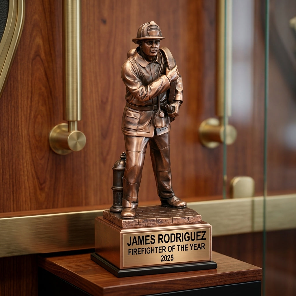 Firefighter Award Trophy | Personalized | Custom Engraved | Firefighter Gift | Fire Dept Recognition | Retirement | Bravery - View 5