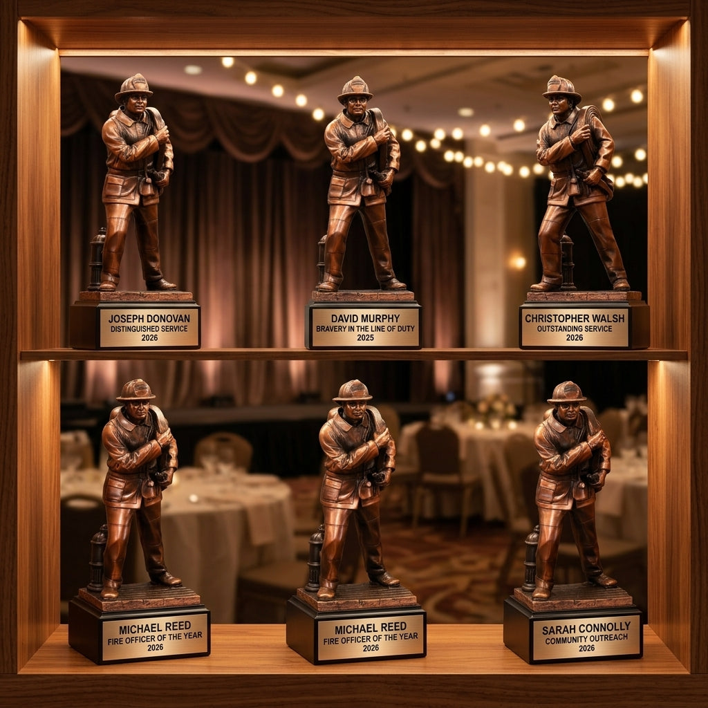 Firefighter Award Trophy | Personalized | Custom Engraved | Firefighter Gift | Fire Dept Recognition | Retirement | Bravery - View 6