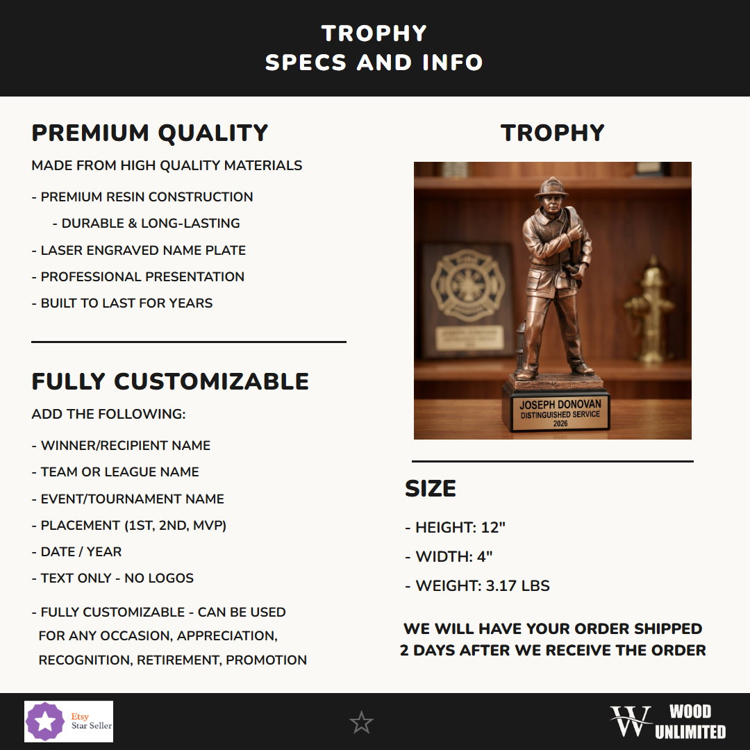 Firefighter Victory Resin Trophy 12"