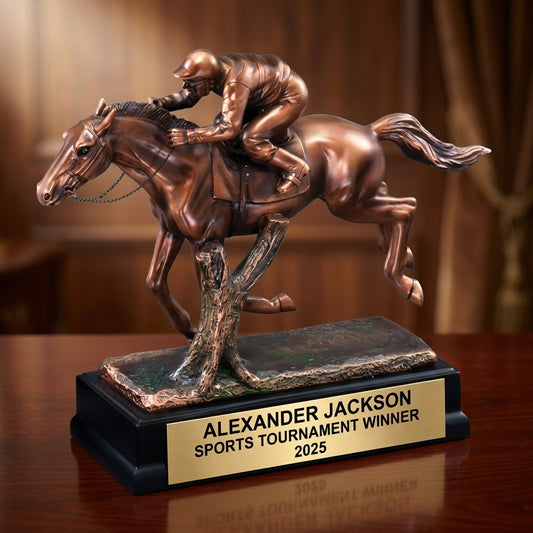 Personalized | Horse Racing Award | Custom Engraved | Jockey Trophy | Equestrian Award | Engraved | Custom | Racehorse | Winner | Derby - View 2