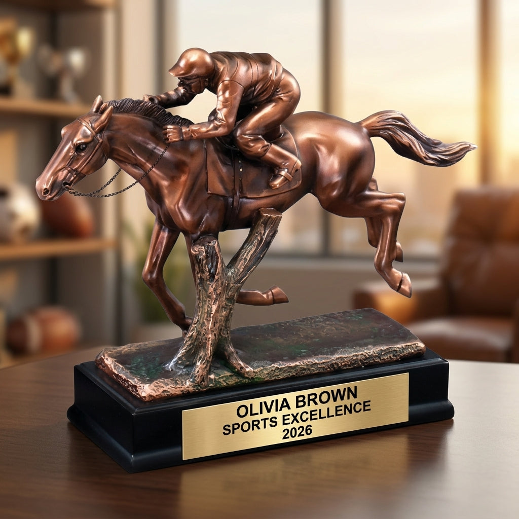 Personalized | Horse Racing Award | Custom Engraved | Jockey Trophy | Equestrian Award | Engraved | Custom | Racehorse | Winner | Derby - View 5