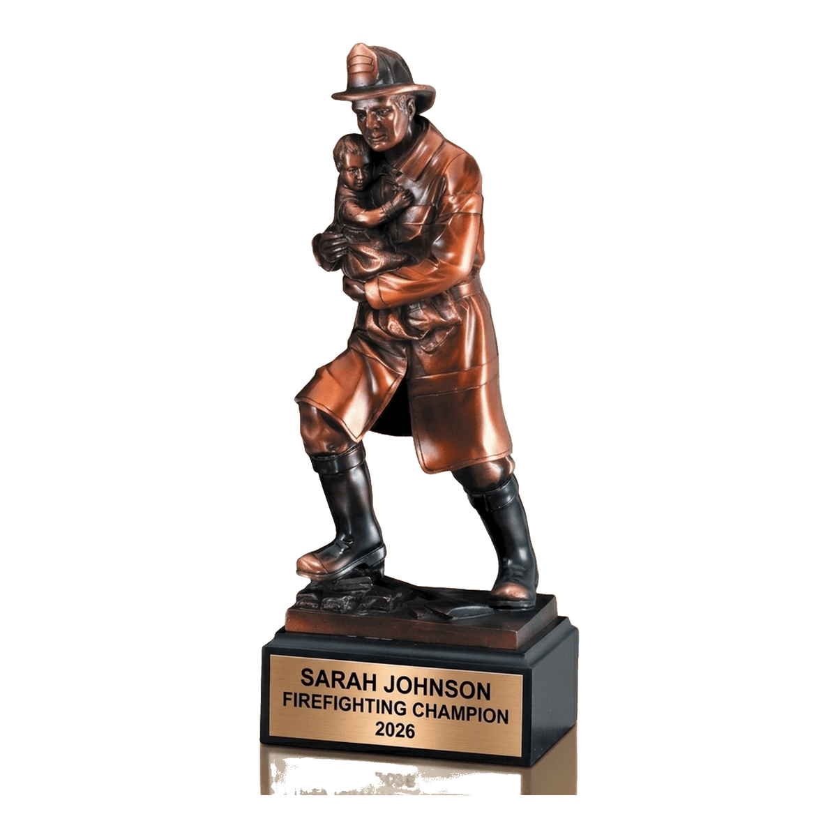 Personalized Firefighting Trophy Award - Custom Laser Engraved Recognition Gift - 11 1/2" Resin Statue