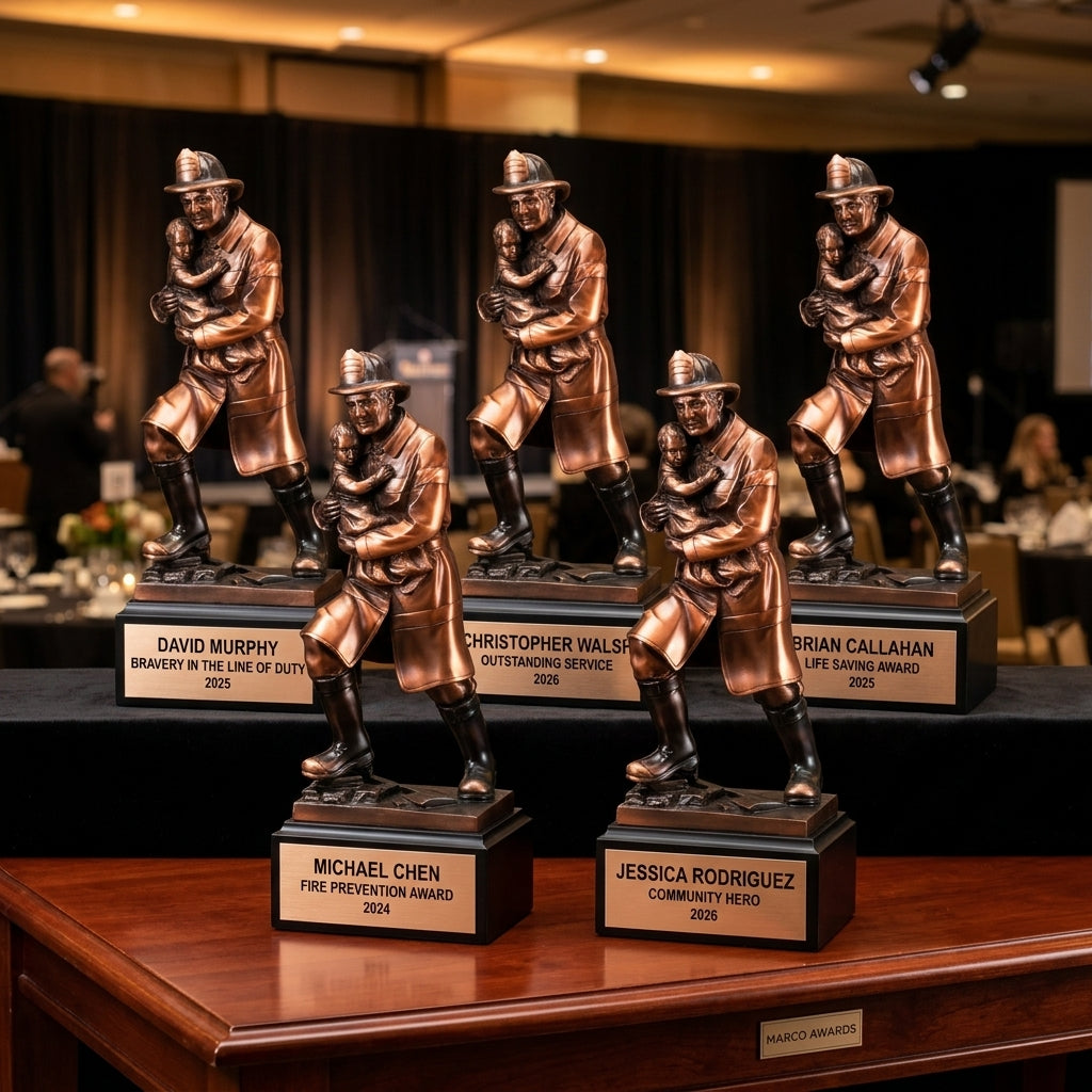 Firefighter Award Trophy | Personalized | Custom Engraved | Fireman Gift | Retirement | Fire Department Recognition - View 6