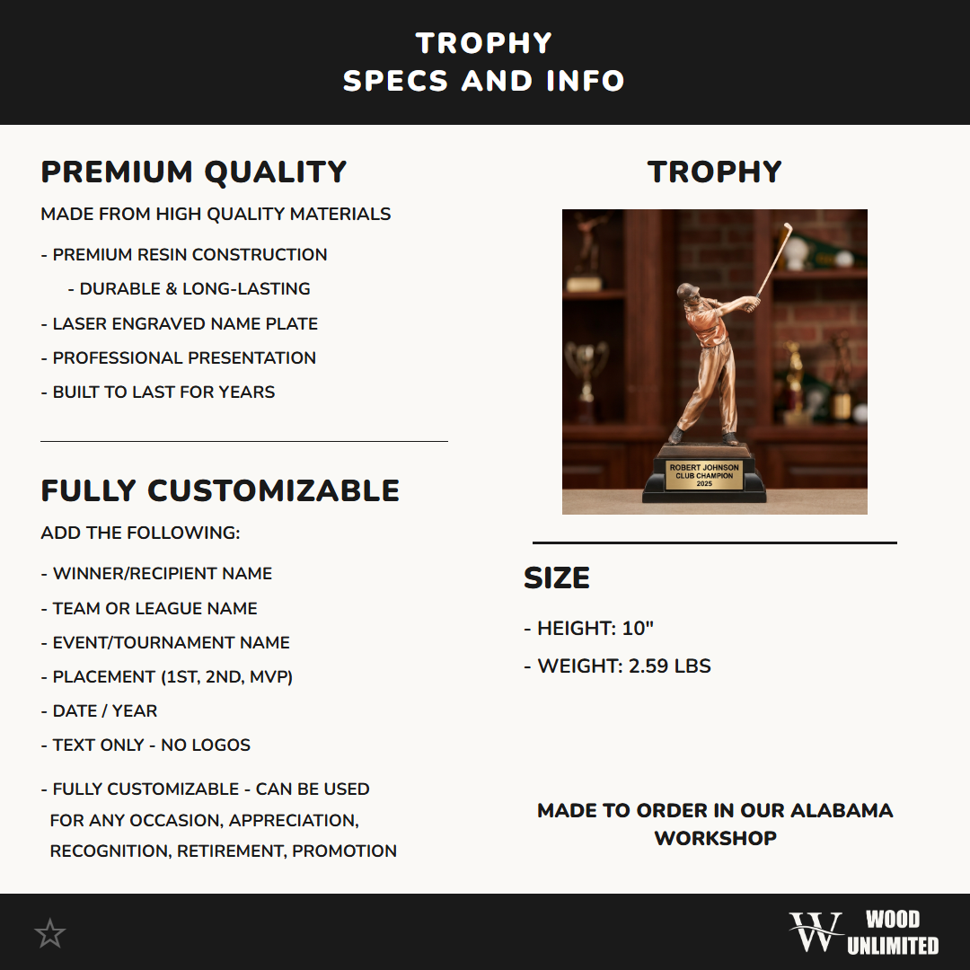 Personalized – Style RFB069 | Golf Award | Custom Engraved | Golf Trophy | Personalized Golf | Engraved Award | Golfer Gift | Tournament Prize