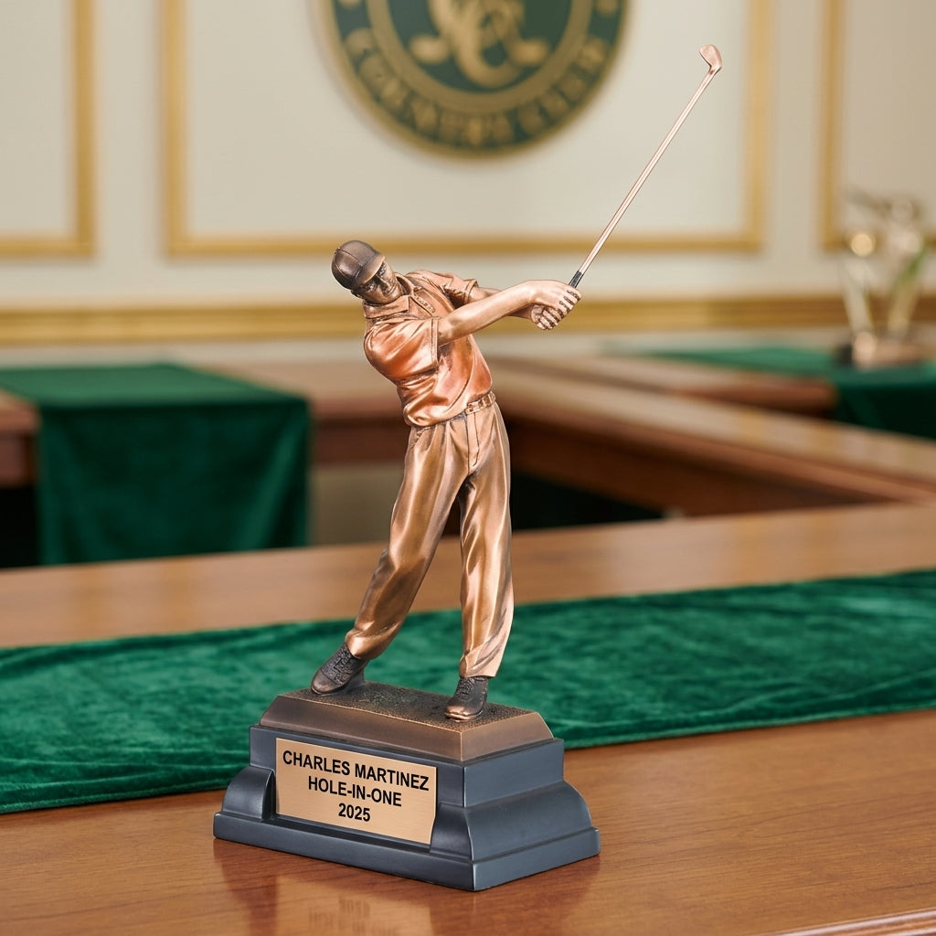 Golf Award Trophy | Personalized | Custom Engraved Golfer Statue | Tournament Champion | Hole in One | Golf Gift - View 2