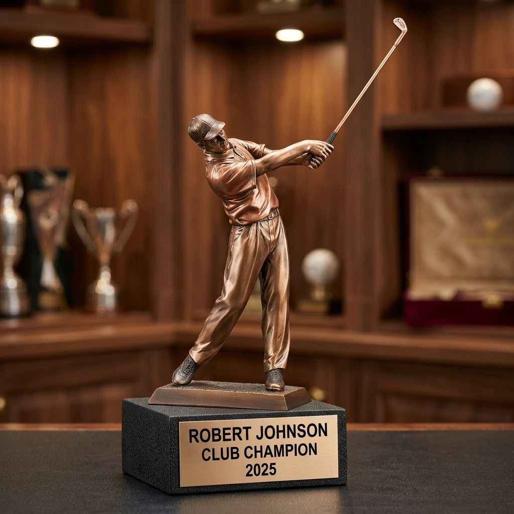 Golf Award Trophy | Personalized | Custom Engraved Golfer Statue | Tournament Champion | Hole in One | Golf Gift - View 3