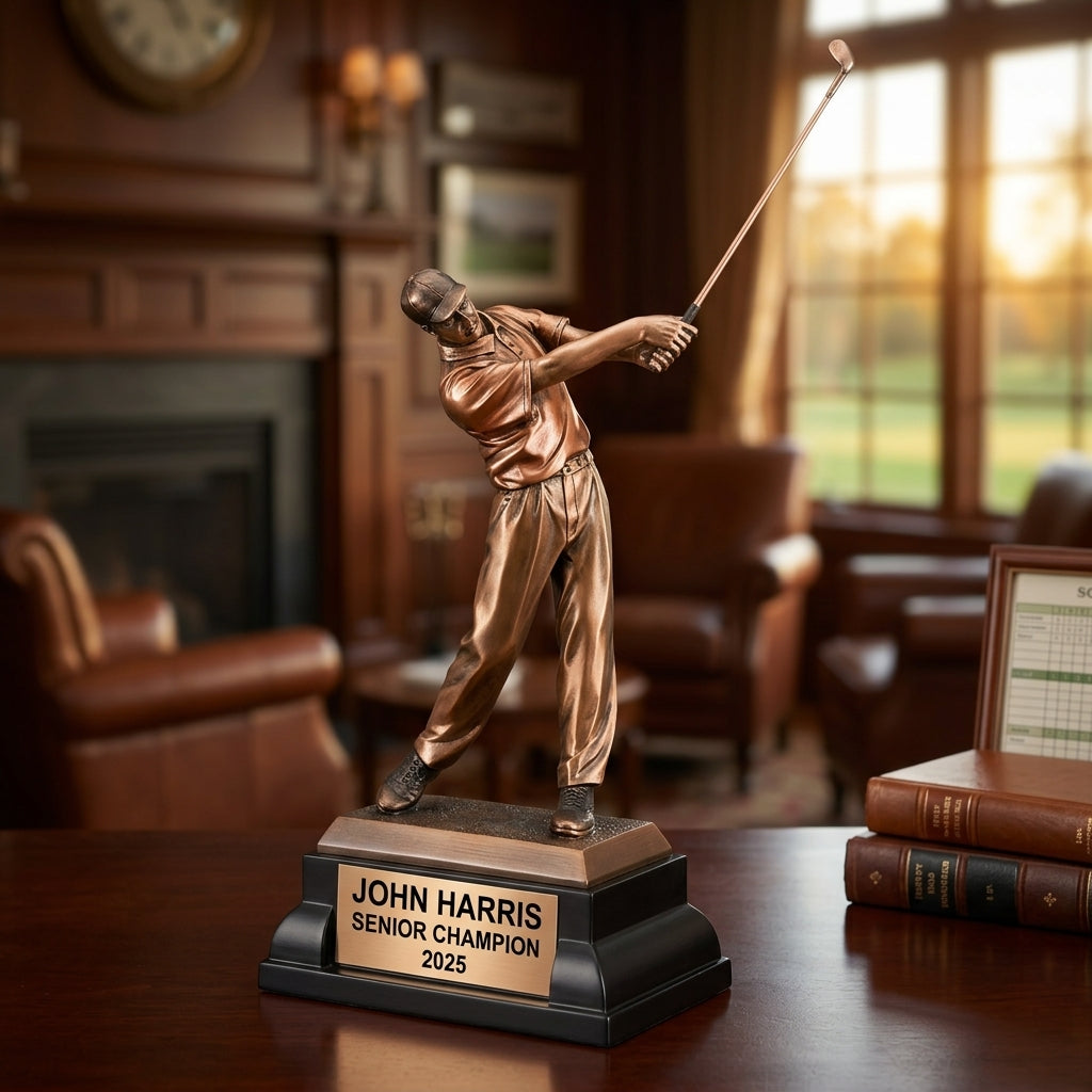 Golf Award Trophy | Personalized | Custom Engraved Golfer Statue | Tournament Champion | Hole in One | Golf Gift - View 4