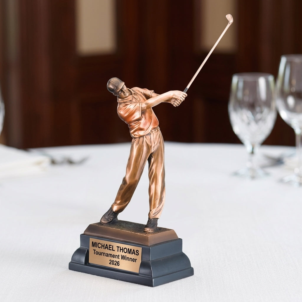 Golf Award Trophy | Personalized | Custom Engraved Golfer Statue | Tournament Champion | Hole in One | Golf Gift - View 5