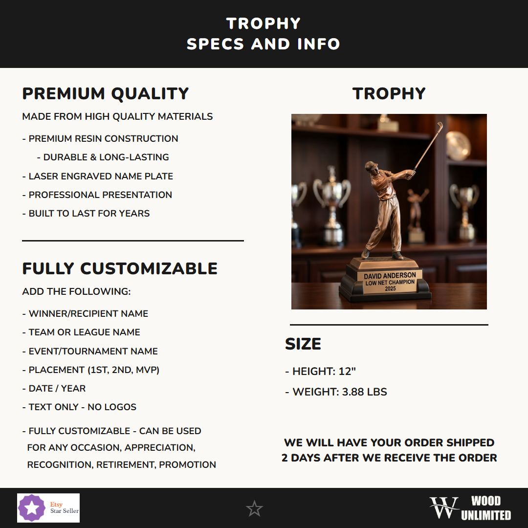 Golf Victory Resin Trophy 12"