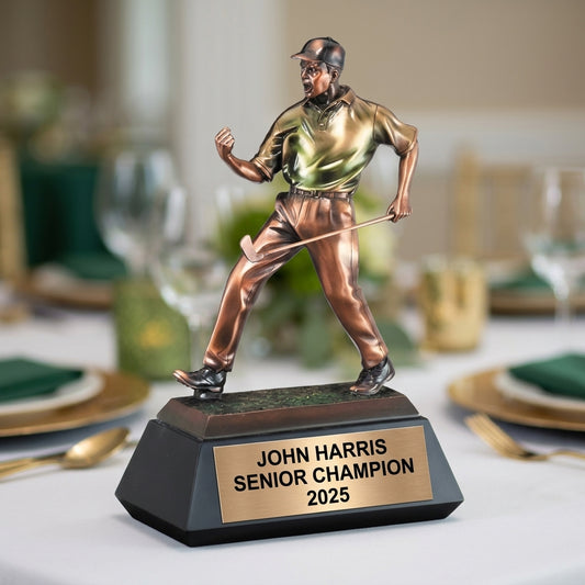 Golf Trophy Award | Personalized | Custom Engraved | Golfer Figurine | Golf Tournament Award | Champion | Hole in One | Gift for Golfer - View 2