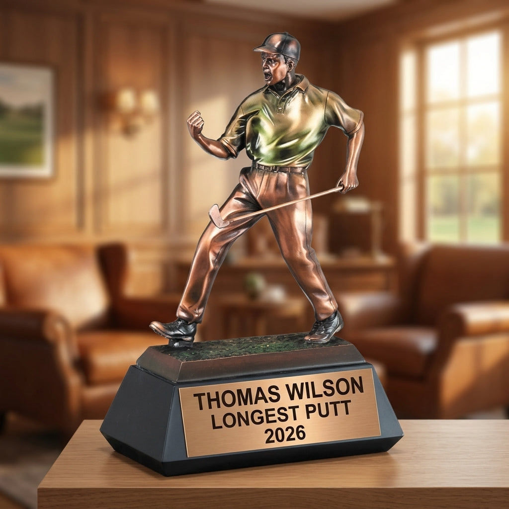Golf Trophy Award | Personalized | Custom Engraved | Golfer Figurine | Golf Tournament Award | Champion | Hole in One | Gift for Golfer - View 4