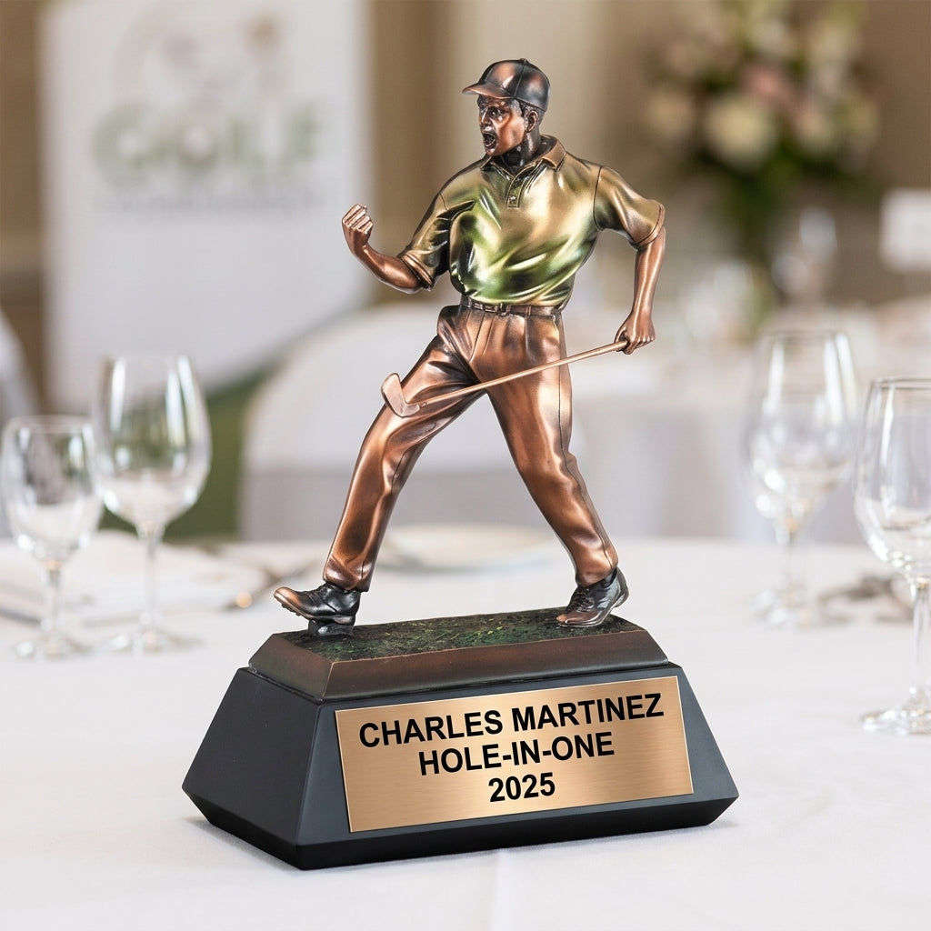 Golf Trophy Award | Personalized | Custom Engraved | Golfer Figurine | Golf Tournament Award | Champion | Hole in One | Gift for Golfer - View 5