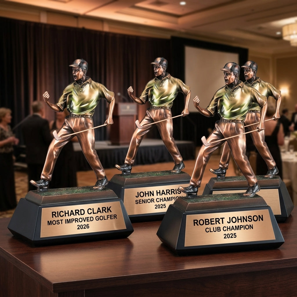 Golf Trophy Award | Personalized | Custom Engraved | Golfer Figurine | Golf Tournament Award | Champion | Hole in One | Gift for Golfer - View 6