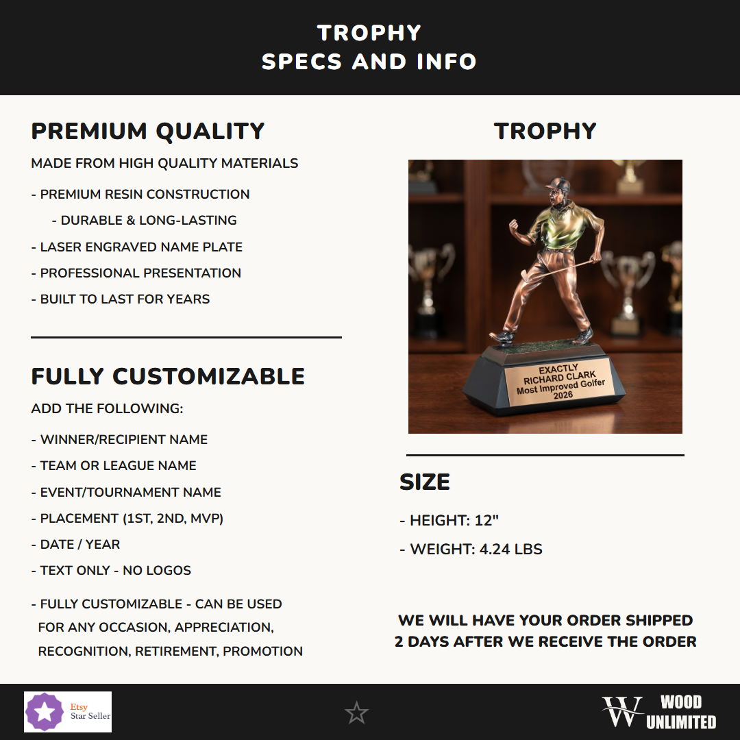 Golf Victory Resin Trophy 12"