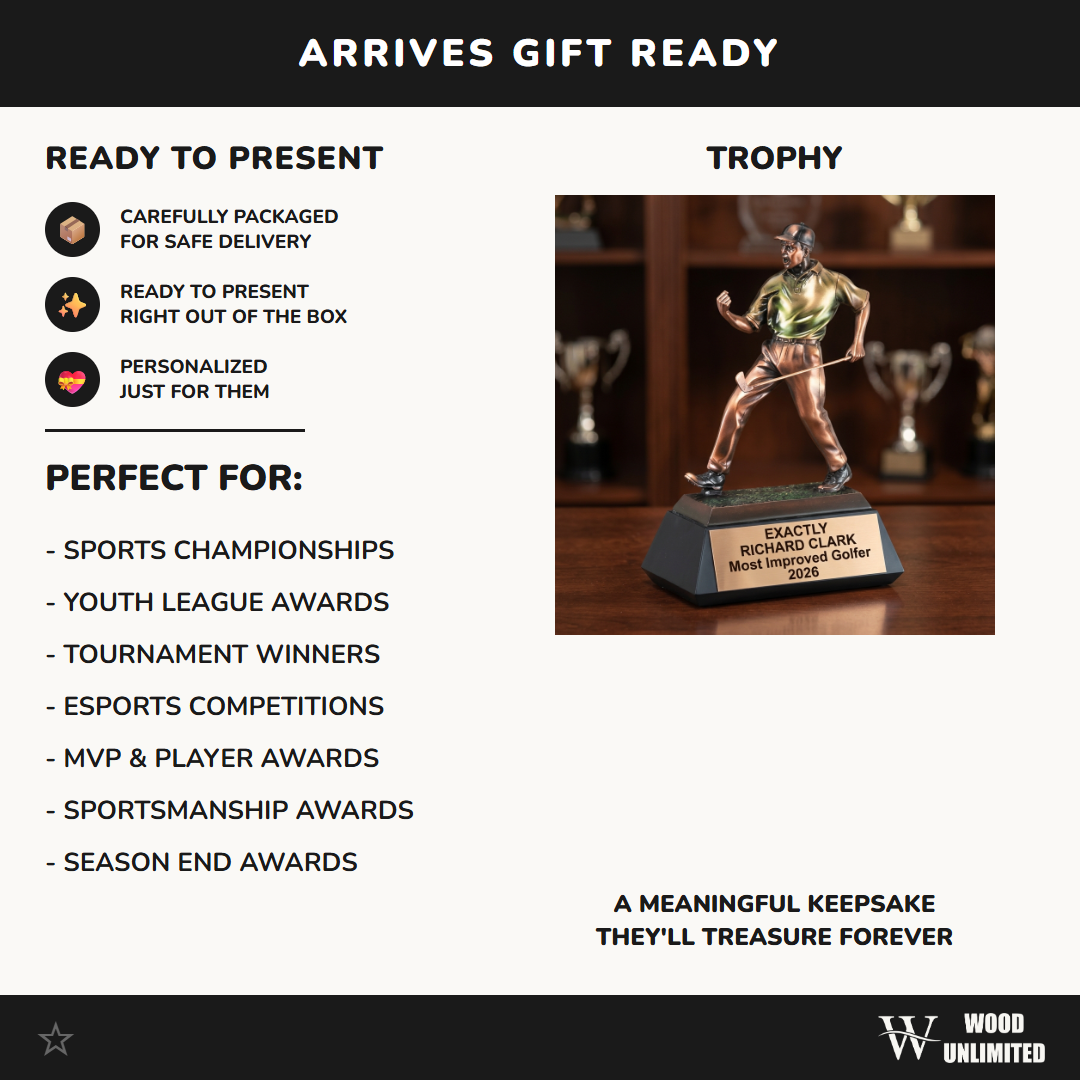 Golf Trophy Award | Personalized | Custom Engraved | Golfer Figurine | Golf Tournament Award | Champion | Hole in One | Gift for Golfer